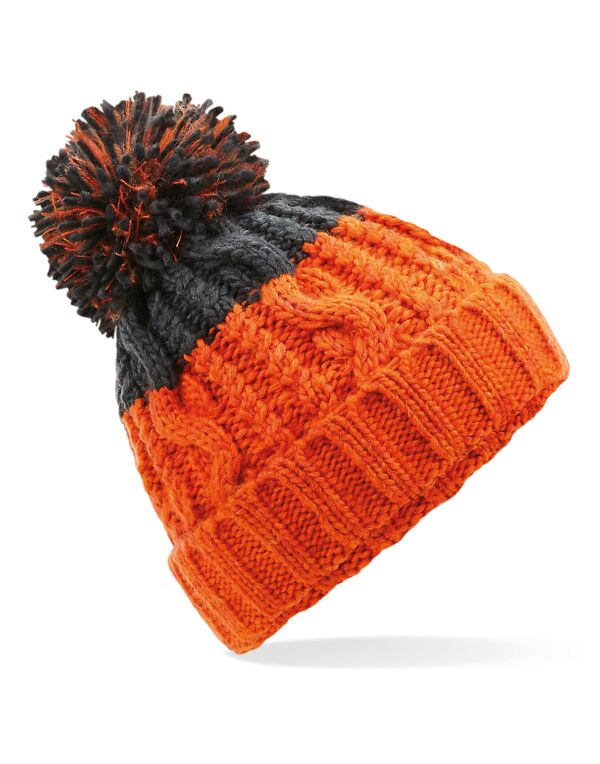 Beechfield Apres Beanie | Unisex | Heavyweight Cable Knit | Pom-Pom | 6 Colours | One Size - Hat - Logo Free Clothing