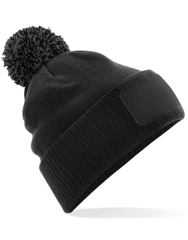 Beechfield Snowstar® Patch Beanie | Unisex | Pom-Pom | Soft Touch | 8 Colours | One Size - Hat - Logo Free Clothing