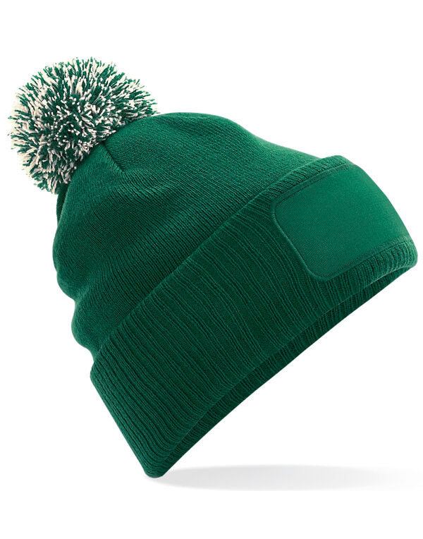 Beechfield Snowstar® Patch Beanie | Unisex | Pom-Pom | Soft Touch | 8 Colours | One Size - Hat - Logo Free Clothing