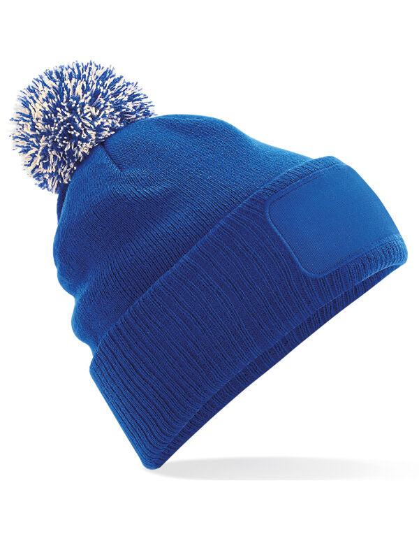 Beechfield Snowstar® Patch Beanie | Unisex | Pom-Pom | Soft Touch | 8 Colours | One Size - Hat - Logo Free Clothing