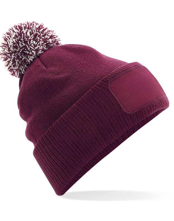 Beechfield Snowstar® Patch Beanie | Unisex | Pom-Pom | Soft Touch | 8 Colours | One Size - Hat - Logo Free Clothing