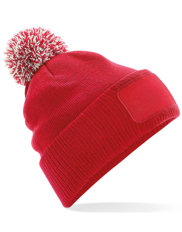 Beechfield Snowstar® Patch Beanie | Unisex | Pom-Pom | Soft Touch | 8 Colours | One Size - Hat - Logo Free Clothing