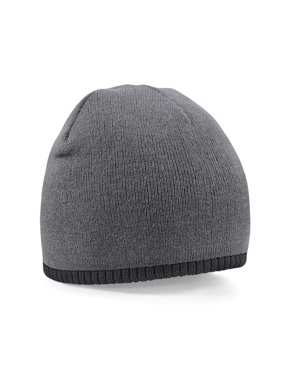 Beechfield Two-Tone Pull On Beanie | Unisex | Double Knit | Soft | 5 Colours | One Size - Hat - Logo Free Clothing