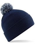 Beechfield Junior Snowstar® Beanie | Pom-Pom | Ribbed Cuff | Navy or Red | Kids Unisex Size - Hat - Logo Free Clothing