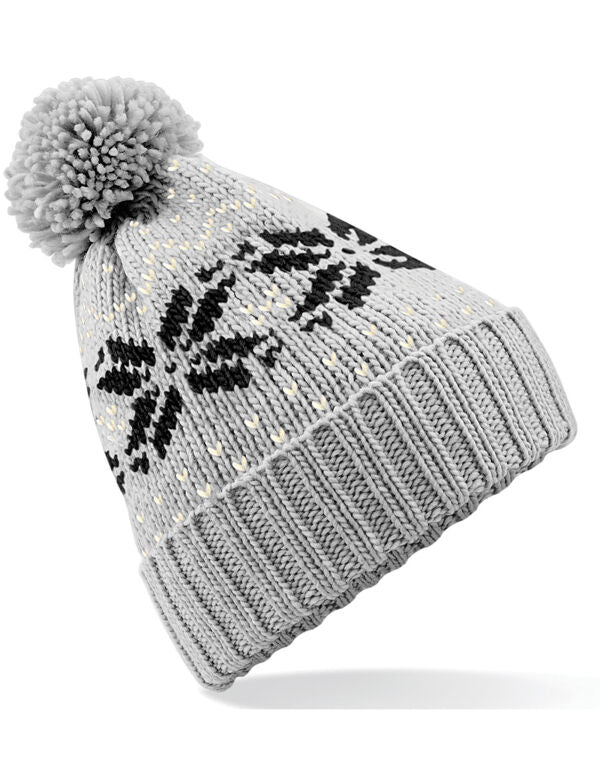 Beechfield Fair Isle Snowstar® Beanie | Unisex | Pom-Pom | Cuffed | 7 Colours | One Size - Hat - Logo Free Clothing