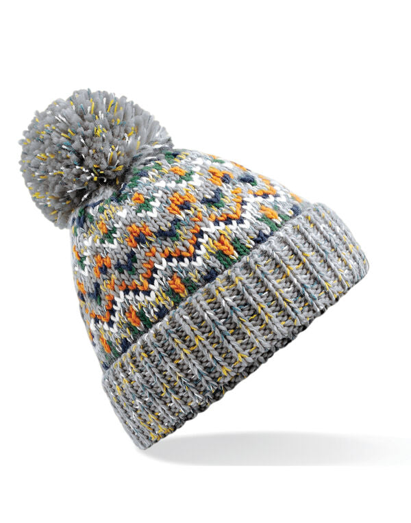 Beechfield Blizzard Bobble Beanie | Unisex | Geometric | Pom-Pom | 3 Colours | One Size - Hat - Logo Free Clothing
