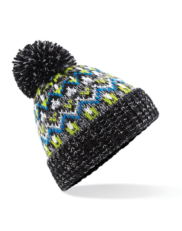 Beechfield Blizzard Bobble Beanie | Unisex | Geometric | Pom-Pom | 3 Colours | One Size - Hat - Logo Free Clothing