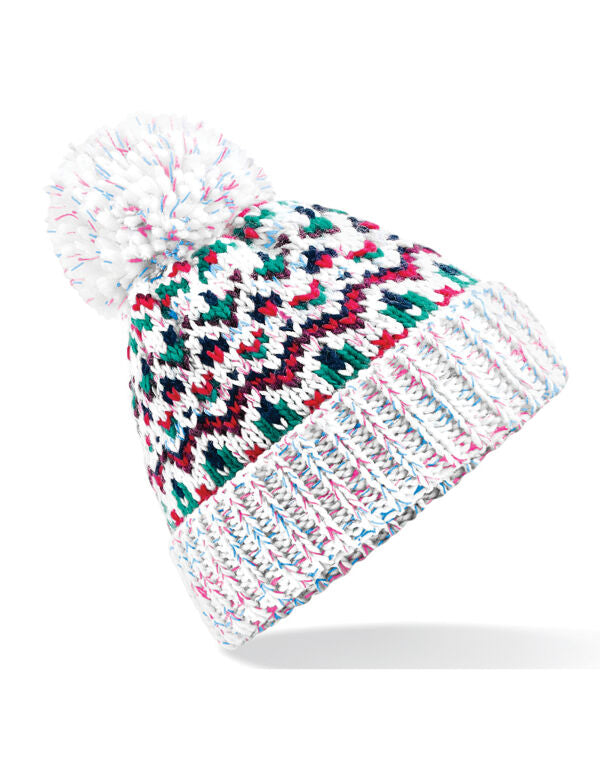 Beechfield Blizzard Bobble Beanie | Unisex | Geometric | Pom-Pom | 3 Colours | One Size - Hat - Logo Free Clothing