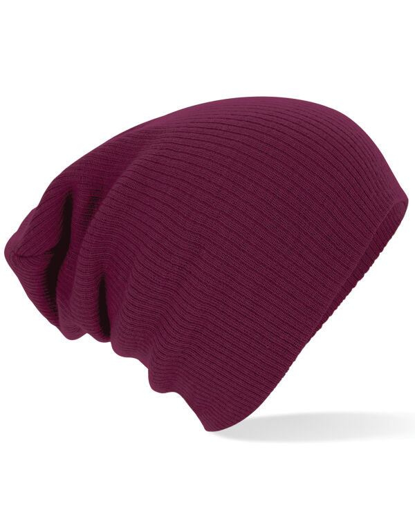 Beechfield Slouch Beanie | Unisex | Ribbed | Double Knit | 4 Colours | One Size - Hat - Logo Free Clothing