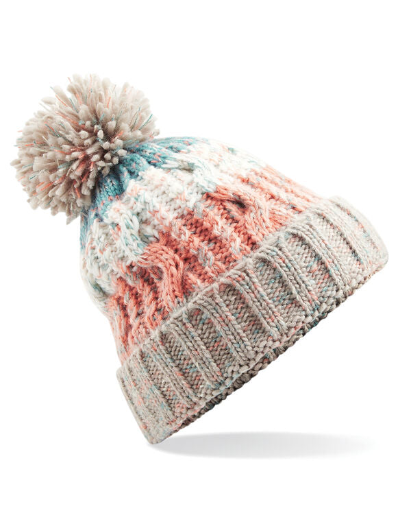 Beechfield Corkscrew Pom Pom Beanie | Unisex | Heavyweight Cable Knit | 15 Colours | One Size - Hat - Logo Free Clothing