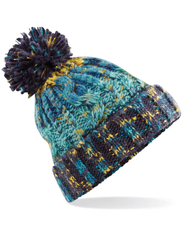 Beechfield Corkscrew Pom Pom Beanie | Unisex | Heavyweight Cable Knit | 15 Colours | One Size - Hat - Logo Free Clothing