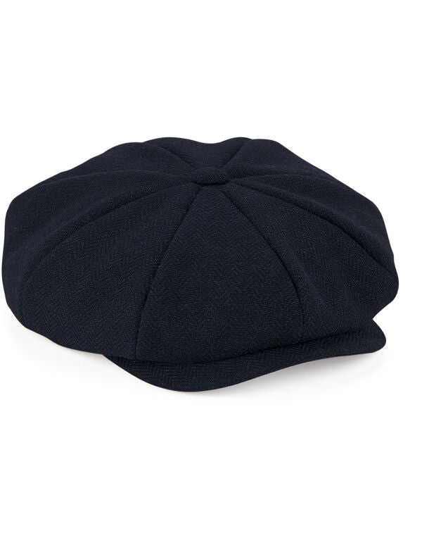 Beechfield Heritage Baker Boy Cap | Unisex | Herringbone | Fully Lined | Navy or Grey | S-XL - Hat - Logo Free Clothing