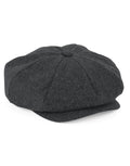 Beechfield Melton Wool Baker Boy Cap | Unisex | Wool Blend | Fully Lined | Charcoal | S-XL - Hat - Logo Free Clothing
