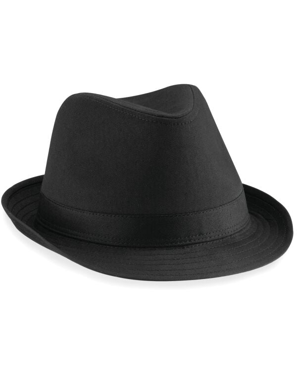 Beechfield Fedora | Unisex | Soft Brim | Indented Crown | Black or White | S-XL - Hat - Logo Free Clothing