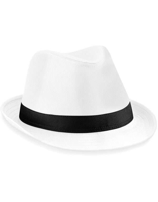 Beechfield Fedora | Unisex | Soft Brim | Indented Crown | Black or White | S-XL - Hat - Logo Free Clothing