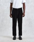 wax london men's Raleigh - Black Corduroy Pleated Trousers