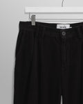 wax london men's Raleigh - Black Corduroy Pleated Trousers