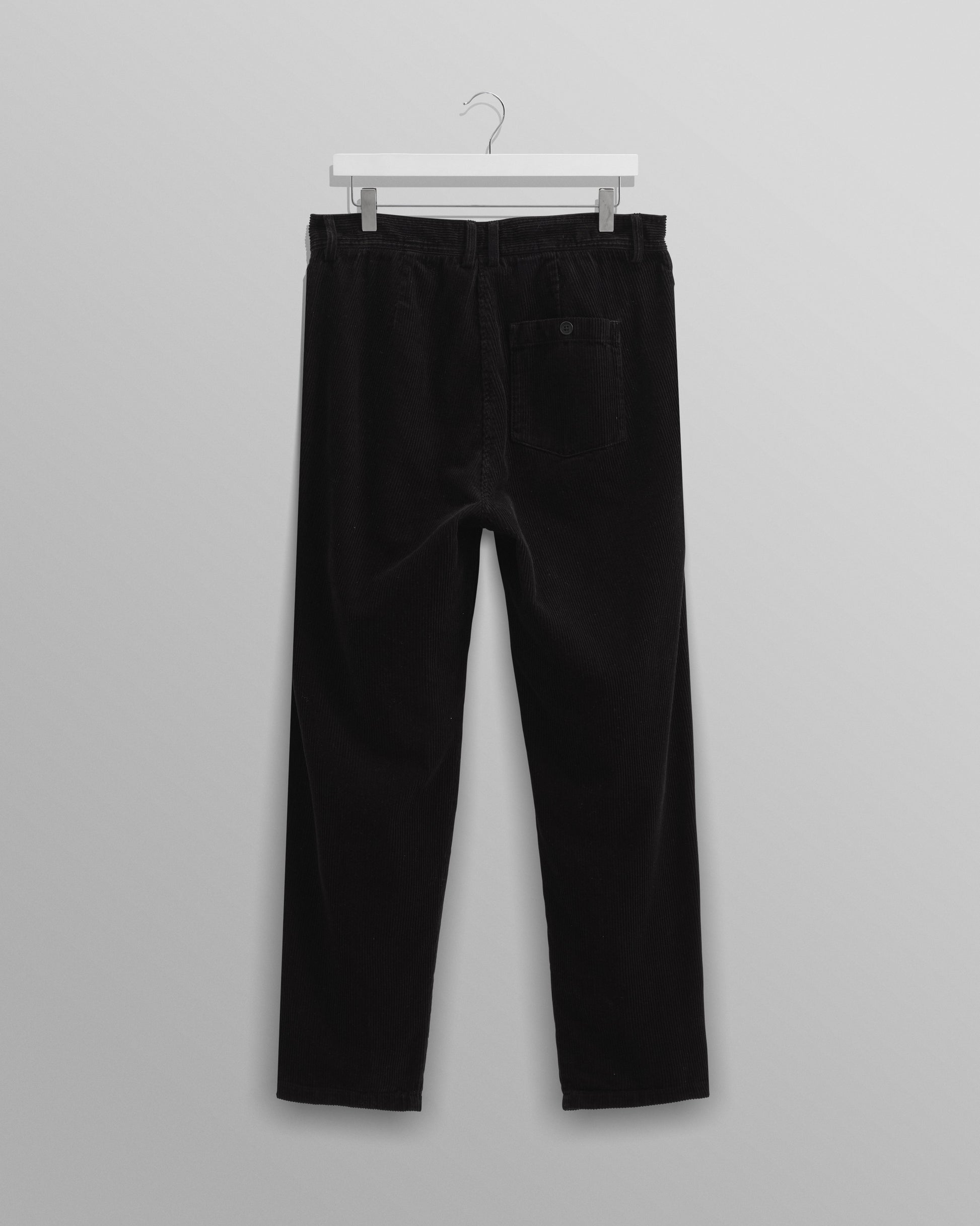 wax london men's Raleigh - Black Corduroy Pleated Trousers