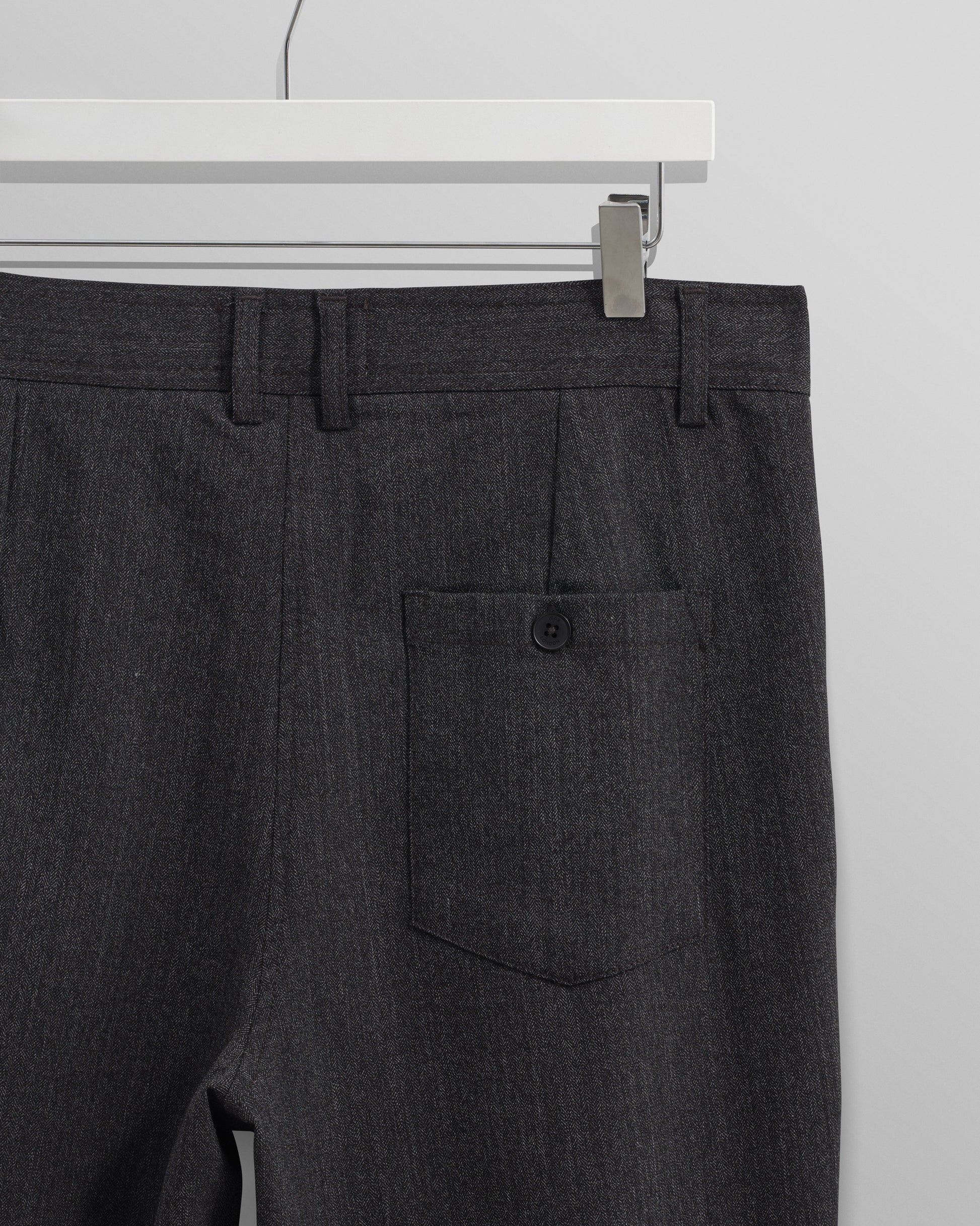 wax london men's Raleigh - Charcoal Herringbone Pleated Trousers
