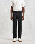 wax london men's Raleigh - Charcoal Herringbone Pleated Trousers