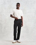 wax london men's Raleigh - Charcoal Herringbone Pleated Trousers