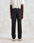 wax london men's Raleigh - Charcoal Herringbone Pleated Trousers