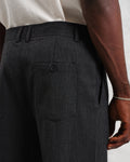 wax london men's Raleigh - Charcoal Herringbone Pleated Trousers