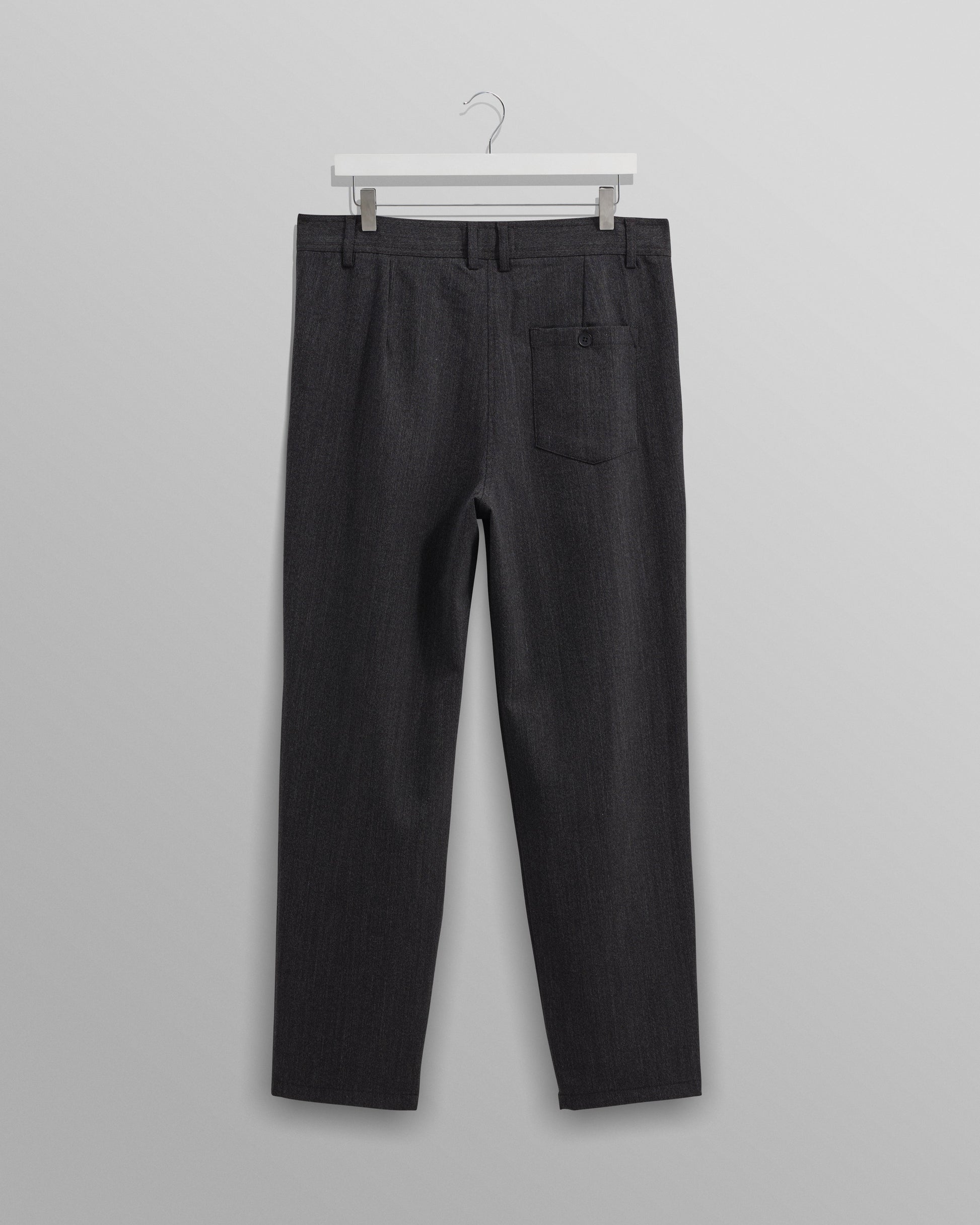 wax london men's Raleigh - Charcoal Herringbone Pleated Trousers