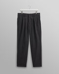 wax london men's Raleigh - Charcoal Herringbone Pleated Trousers