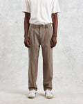 wax london men's Raleigh - Light Brown Herringbone Pleated Trousers