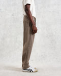 wax london men's Raleigh - Light Brown Herringbone Pleated Trousers