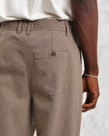 wax london men's Raleigh - Light Brown Herringbone Pleated Trousers