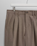 wax london men's Raleigh - Light Brown Herringbone Pleated Trousers