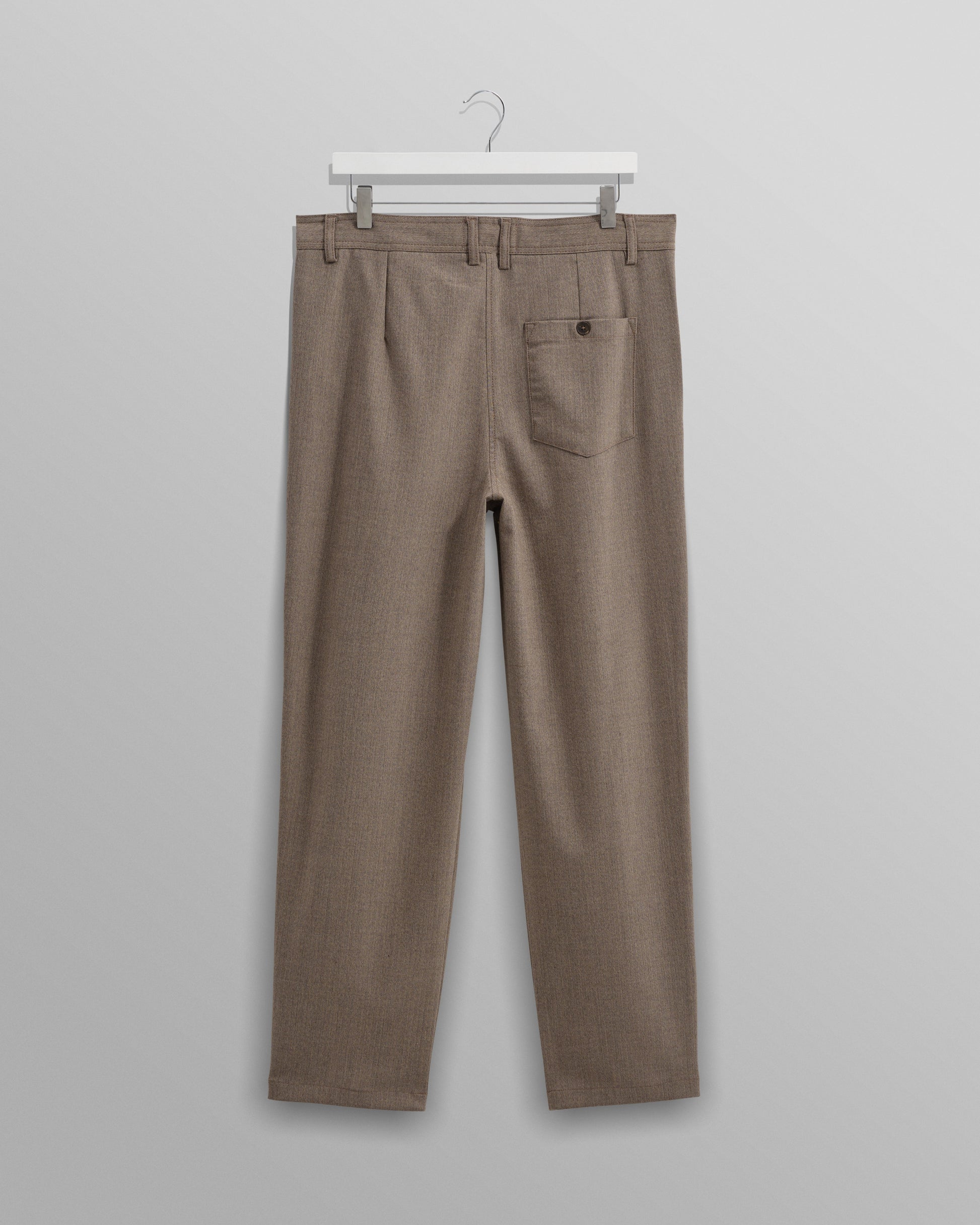 wax london men's Raleigh - Light Brown Herringbone Pleated Trousers