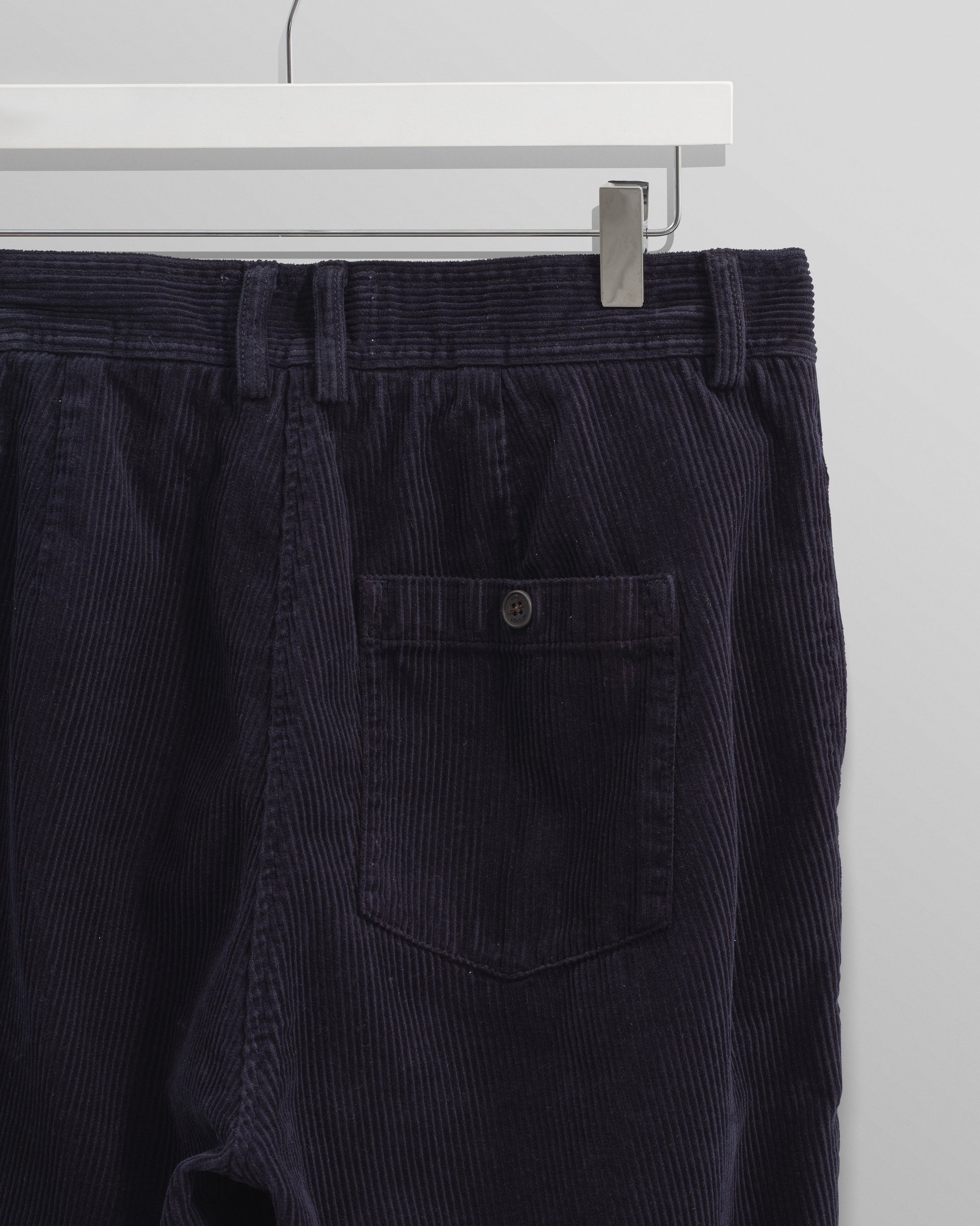wax london men's Raleigh - Navy Corduroy Pleated Trousers