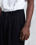 wax london men's Raleigh - Navy Corduroy Pleated Trousers