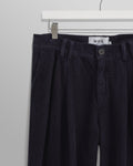wax london men's Raleigh - Navy Corduroy Pleated Trousers
