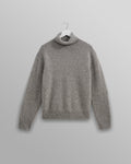 wax london men's Ridgeway - Grey Donegal Roll Neck Jumper