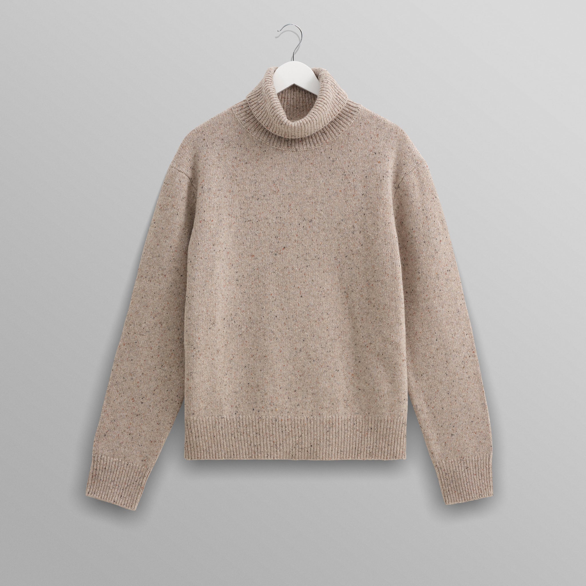 wax london men's Ridgeway - Natural Donegal Roll Neck Jumper