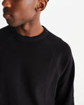 wax london men's Riley - Black Structured Waffle Crewneck Jumper