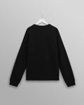 wax london men's Riley - Black Structured Waffle Crewneck Jumper