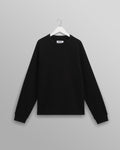 wax london men's Riley - Black Structured Waffle Crewneck Jumper