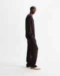 wax london men's Riley - Dark Brown Structured Waffle Crewneck Jumper