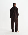 wax london men's Riley - Dark Brown Structured Waffle Crewneck Jumper