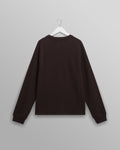 wax london men's Riley - Dark Brown Structured Waffle Crewneck Jumper