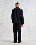 wax london men's Ripley - Navy Brushed Herringbone Lounge Shirt