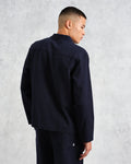 wax london men's Ripley - Navy Brushed Herringbone Lounge Shirt
