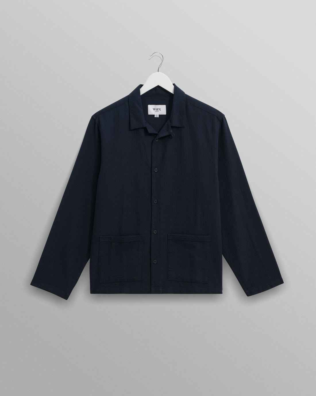 wax london men's Ripley - Navy Brushed Herringbone Lounge Shirt