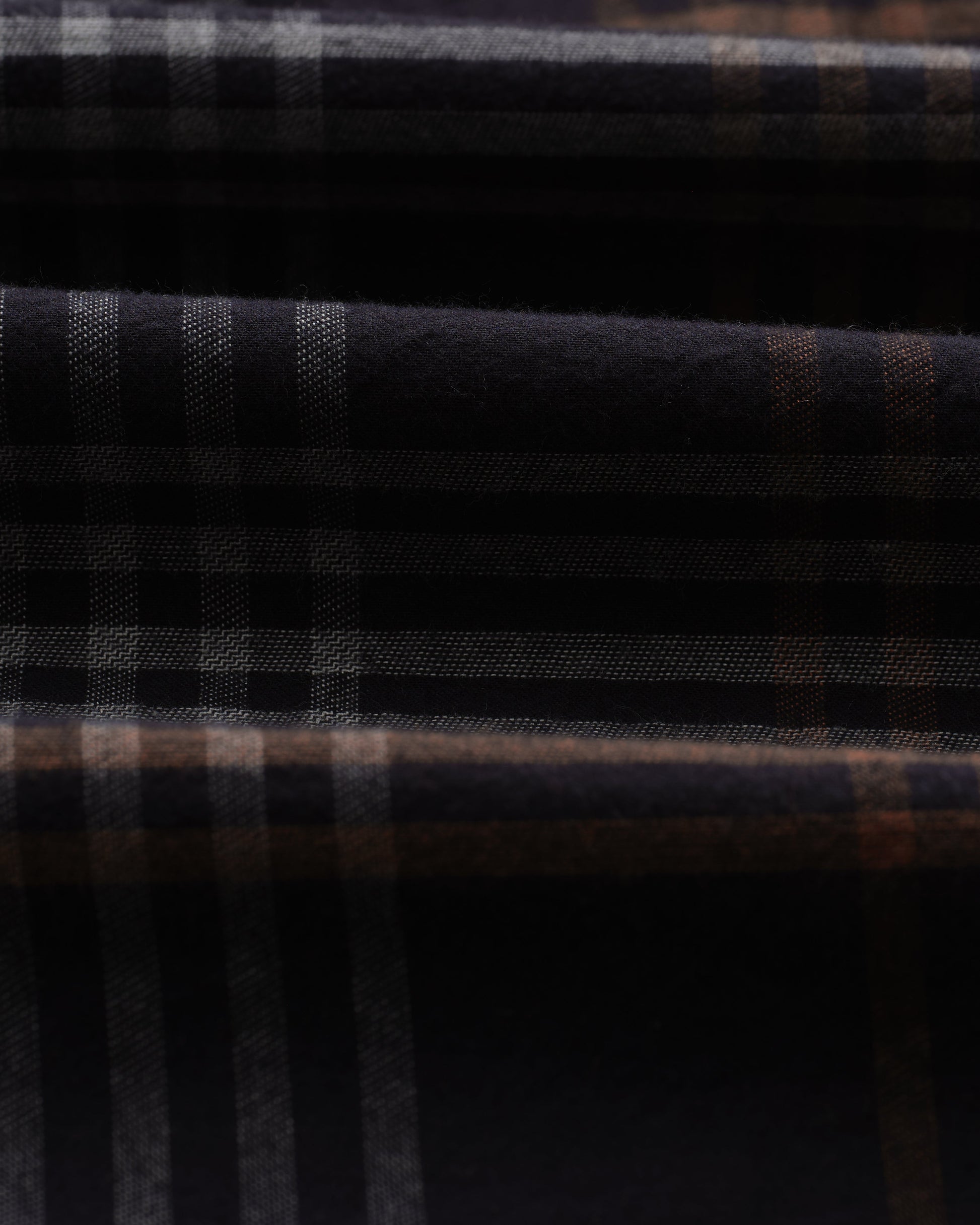 wax london men's Ripley - Navy And Orange Check Flannel Lounge Shirt