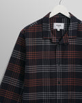 wax london men's Ripley - Navy And Orange Check Flannel Lounge Shirt